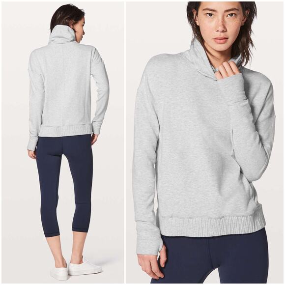 LULULEMON Stress Less Pullover in Heathered Core Ultra Light Grey Size 8 W3BF8S - Picture 1 of 9